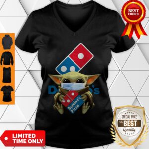 Star Wars Baby Yoda Mask Hug Domino’s Pizza COVID-19 V-Neck