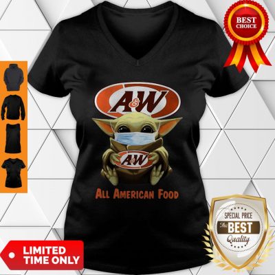 Star Wars Baby Yoda Mask Hug AW All American Food COVID-19 V-Neck