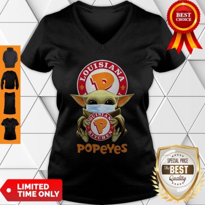 Star Wars Baby Yoda Mask Hug Louisiana Popeyes COVID-19 V-Neck