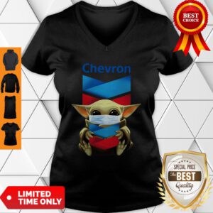 Star Wars Baby Yoda Mask Hug Chevron COVID-19 V-Neck
