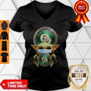 Star Wars Baby Yoda Mask Hug Old Dominion Freight Line COVID-19 V-Neck