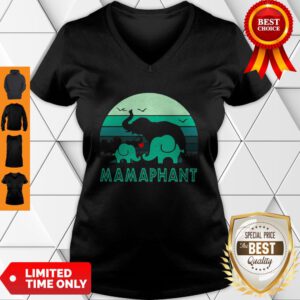 Vintage Elephant Mamaphant Mother’s Day V-Neck