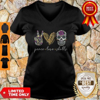 Official Peace Love And Skulls Diamond V-Neck