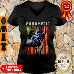 Paramedic American Flag Independence Day V-Neck