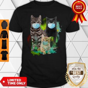 Cute Cat Wear Face Mask Tee Shirt