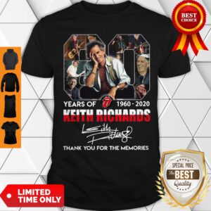 80 Years Of 1960 2020 Keith Richards Thank You For The Memories Signature Shirt