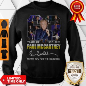 63 Years Of 1957 2020 Paul Mccartney Thank You For The Memories Signature Sweatshirt