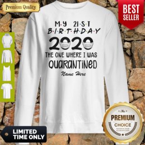 My 21st Birthday 2020 Mask The One Where I Was Quarantined Name Here Sweatshirt