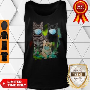 Cute Cat Wear Face Mask Tee Tank Top
