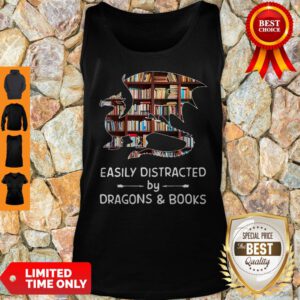 Pretty Dragon And Books Easily Distracted Tank Top