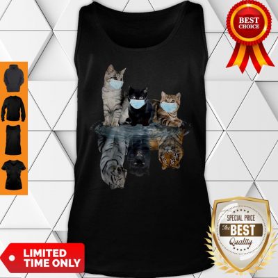 Premium Cats Face Mask Water Reflection Tigers Tank Top