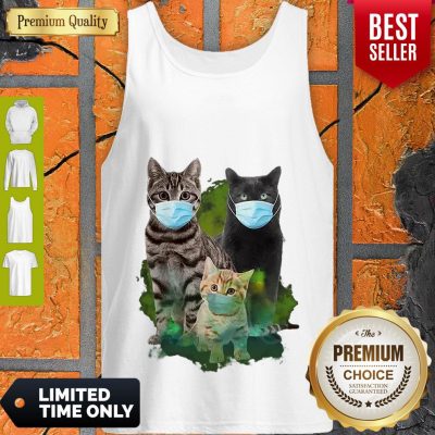 Funny Cats Face Mask Coronavirus Tank Top