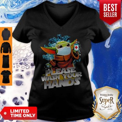 Baby Yoda Mask Please Wash Your Hands Coronavirus V-Neck