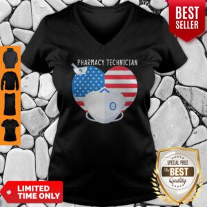 Top America Pharmacy Technician Heart Face Mask V-Neck