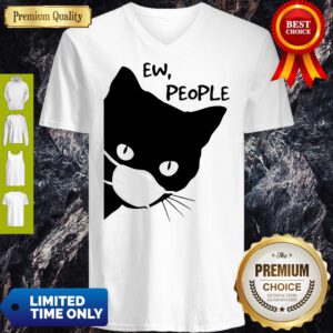 Pretty Black Cat Face Mask Ew People V-Neck