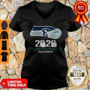 Seattle Seahawks Mask 2020 The Year When Shit Got Real #Quarantined V-Neck