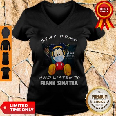 Official Mickey Mouse Stay Home And Listen To Frank Sinatra V-Neck