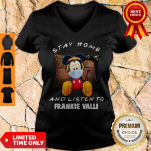 Official Mickey Mouse Stay Home And Listen To Frankie Valli V-Neck