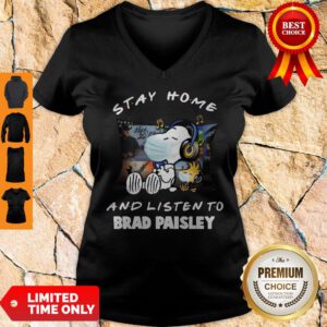 Snoopy Stay Home And Listen To Brad Paisley COVID-19 V-Neck