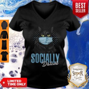 Nice Black Cat Face Mask Socially Distant V-Neck