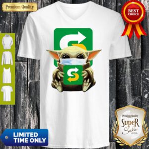 Good Baby Yoda Mask Hug Subway V-Neck