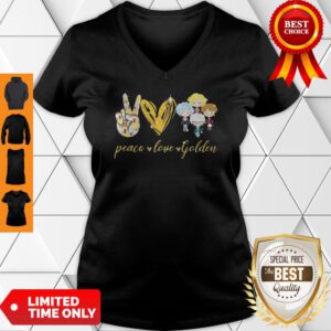 Premium Peace Love Golden Diamond V-Neck