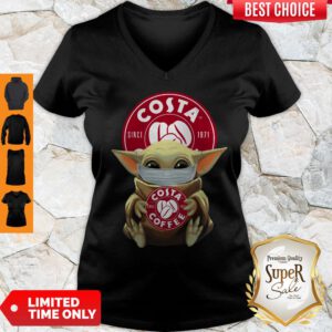 Pretty Baby Yoda Face Mask Hug Costa Coffee V-neck