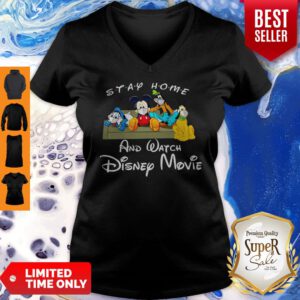 Donald Duck Mickey Mouse Pluto Dog Goofy Dog Stay Home Coronavirus V-Neck