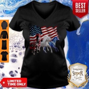 Official Three Horse American Flag V-Neck