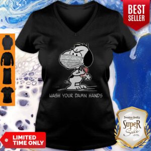 Snoopy Mask Wash Your Damn Hands Coronavirus V-Neck