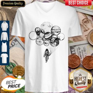 Awesome Astronaut Planet Solar Balloon V-neck