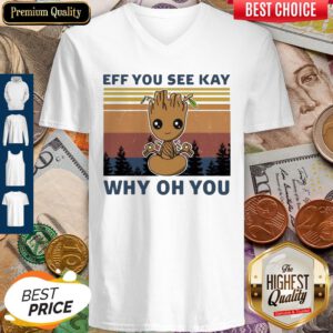 Baby Groot Yoga Eff You See Kay Why Oh You Vintage V-neck