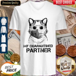 Cute Cat My Quarantined Partner Coronavirus V-neck