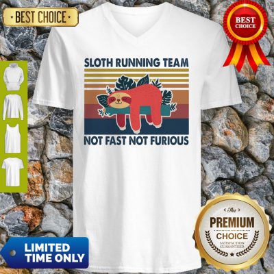 Cute Sloth Running Team Not Fast Not Furious Vintage V-neck