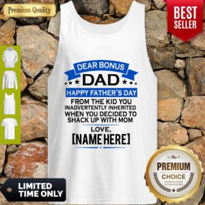 Dear Bonus Dad Happy Fathers Day From The Kid Shake With Mom Tank Top