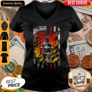 Firefighter American Flag Veteran Independence Day V-neck