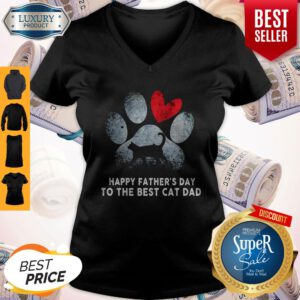 Funny Happy Father's Day To The Best Cat Dad V-neck
