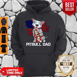 Funny Pitbull Dad Beer American Flag Hoodie