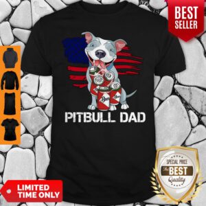 Funny Pitbull Dad Beer American Flag Shirt