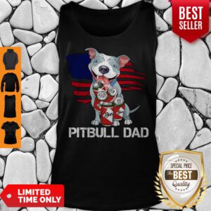 Funny Pitbull Dad Beer American Flag Tank Top