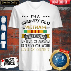I'm A Grumpy Old Vietnam Veteran Level Of Stupidity V-neck