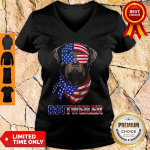 Nice Independence Day Rottweiler Glasses America V-neck