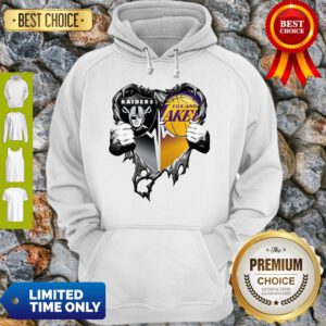 Nice Raiders And Los Angeles Laker Inside Heart Hoodie