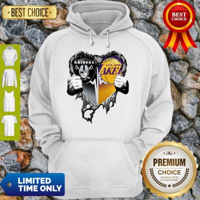 Nice Raiders And Los Angeles Laker Inside Heart Hoodie