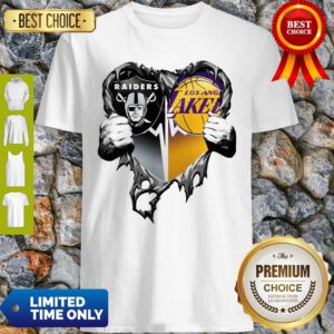 Nice Raiders And Los Angeles Laker Inside Heart Shirt