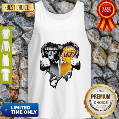 Nice Raiders And Los Angeles Laker Inside Heart Tank Top