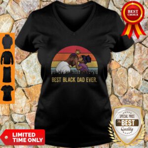 Official Best Black Dad Ever Sunset Vintage V-neck