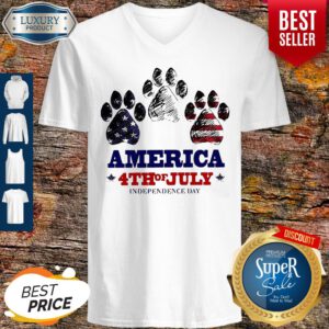 Paw Dog America 4th Of July Independence Day V-neck