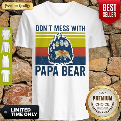 Premium Don't Mess With Papa Bear Vintage V-neck