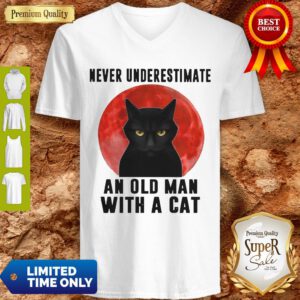 Premium Never Underestimate An Old Man With A Cat V-neck